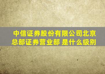 中信证券股份有限公司北京总部证券营业部 是什么级别